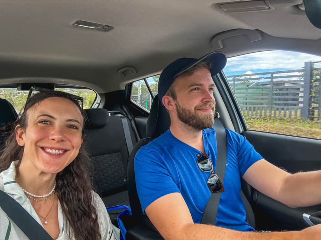 two people driving in costa rica