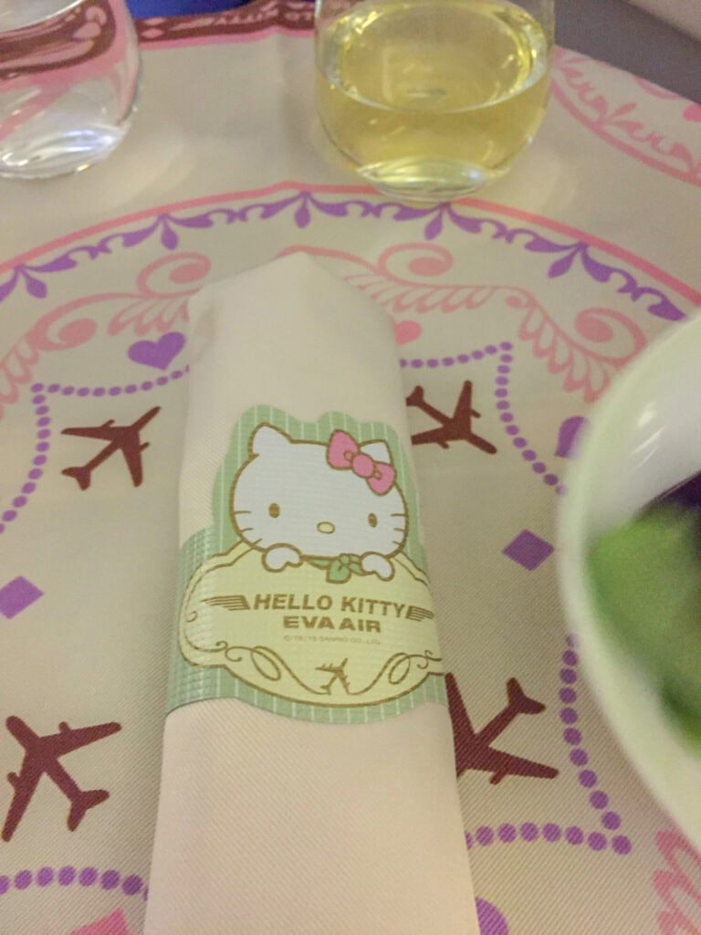 hello kitty plane silverware and tablecloth