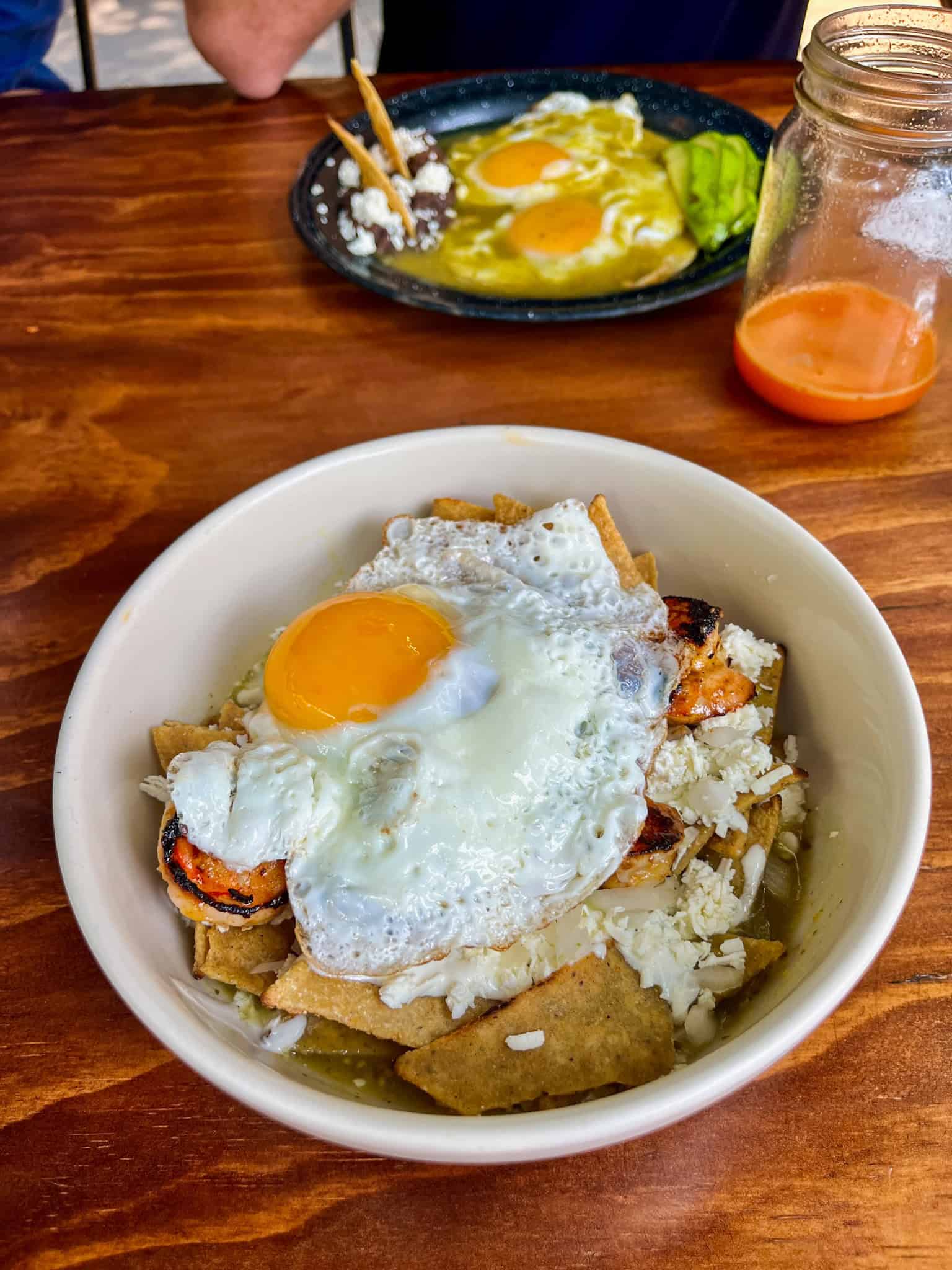 Chilaquiles with a sunny-side-up egg at a brunch favorite among the best restaurants in Mexico City Chilpa