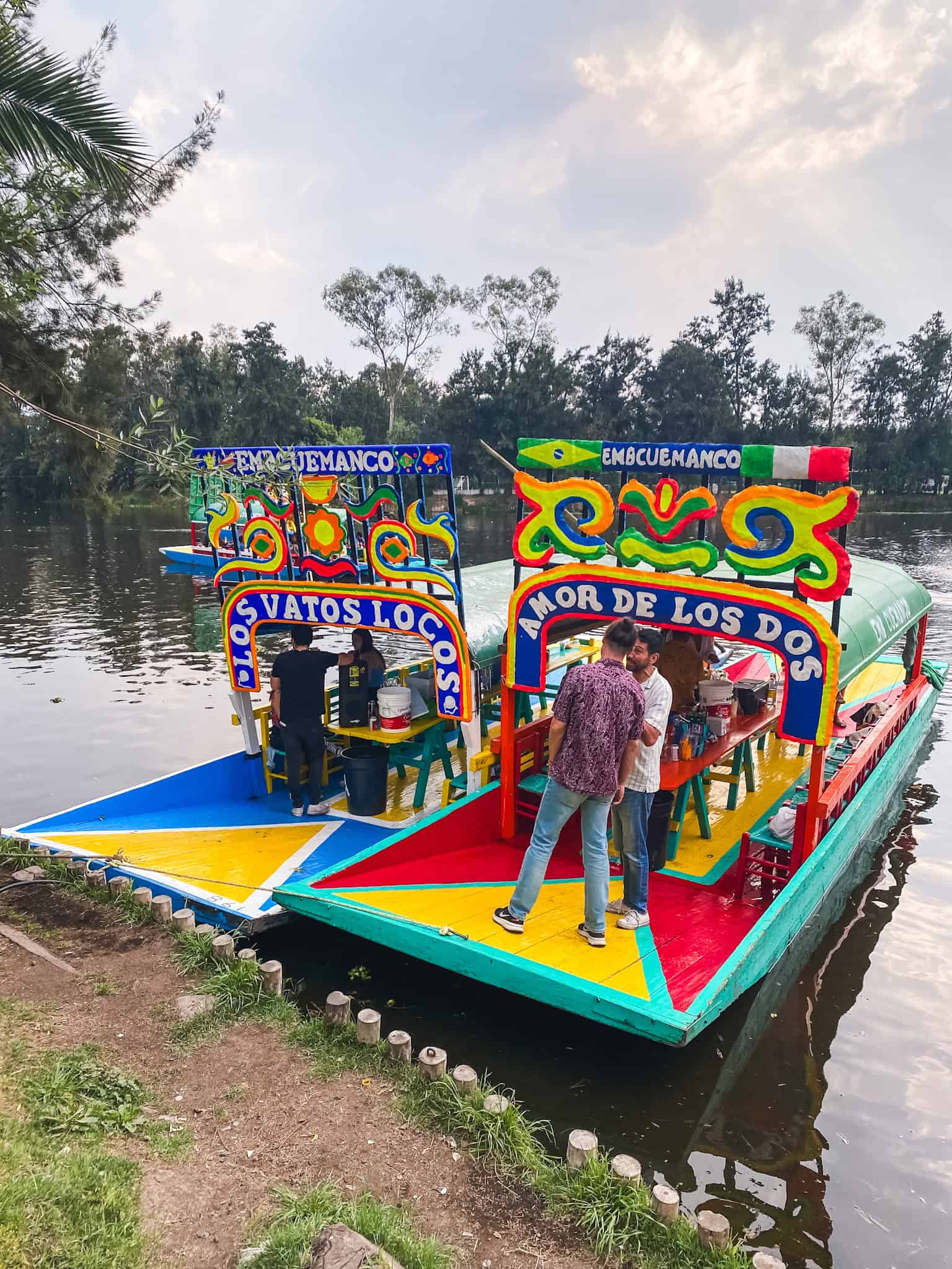 Colorful trajinera boats at Xochimilco Mexico City