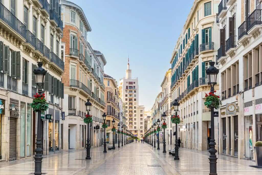 Beautiful Calle Larios pedestrian street, perfect for shopping things to do in malaga