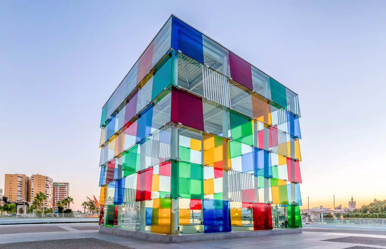 Colorful Centro Pompidou museum building, modern things to do in malaga for art lovers