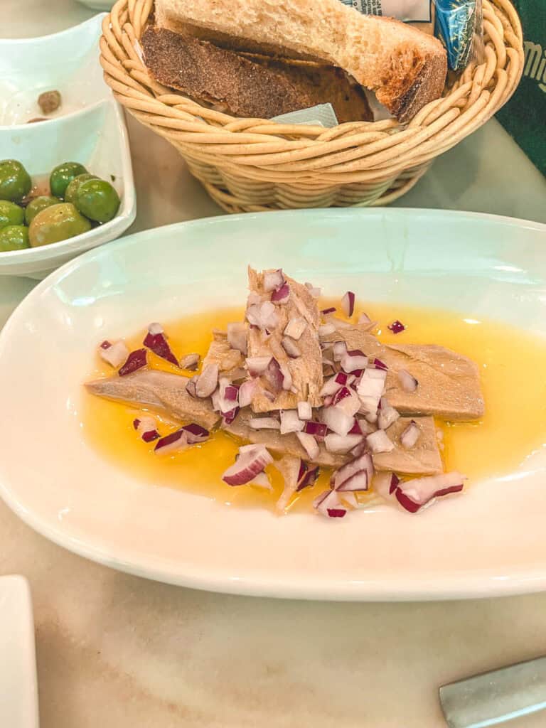 plate of tuna tapas in malaga