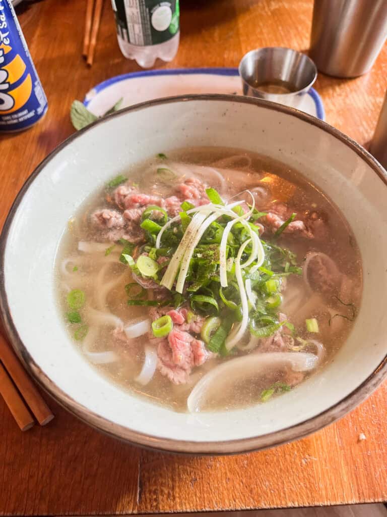 Vietnamese pho soup representing the diverse must see things in Paris food scene in the 13th arrondissement from Hoi An Paris