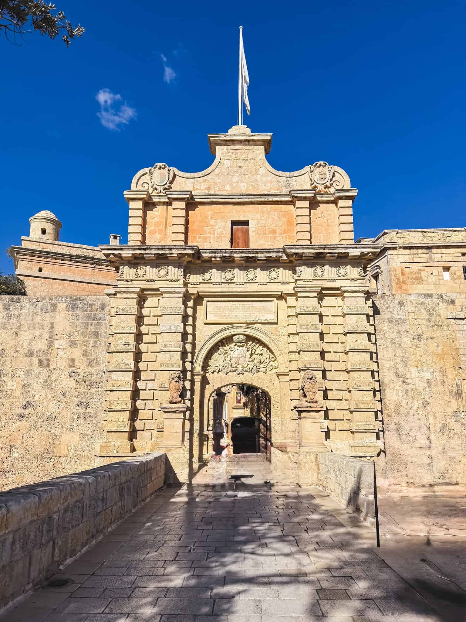 Main Gate entrance to fortified city of Mdina with baroque facade essential for 3 days in Malta