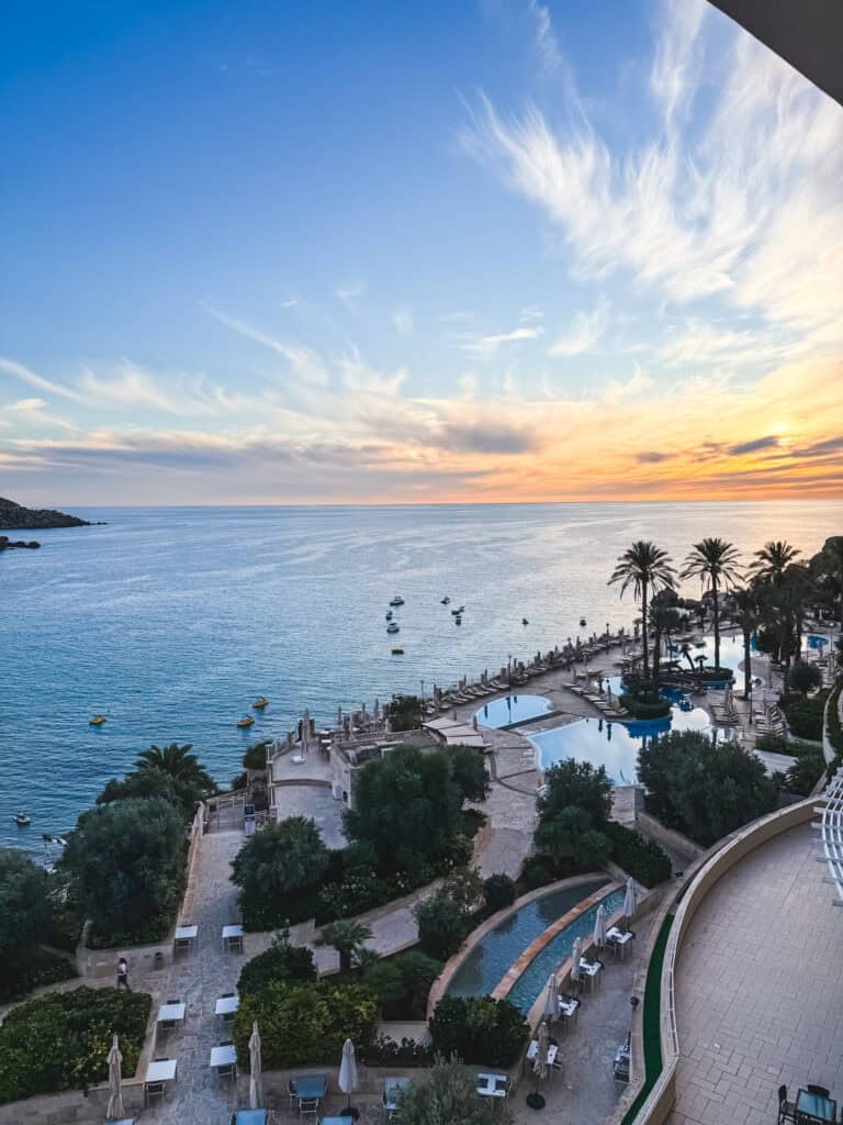 Luxury beachfront resort with infinity pools and sunset views best hotels Malta 3 days in Malta