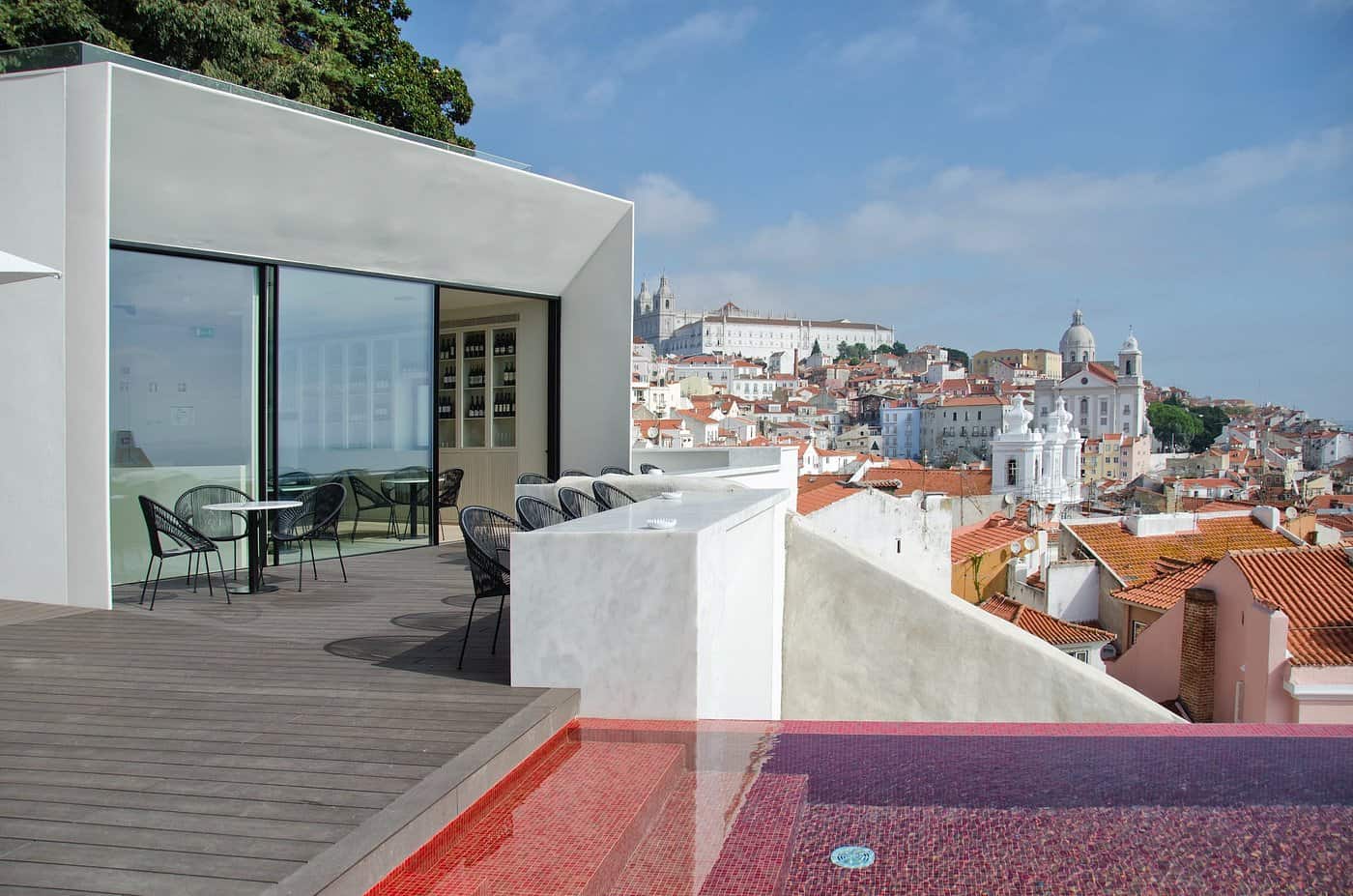 white hotel seaside with glass window