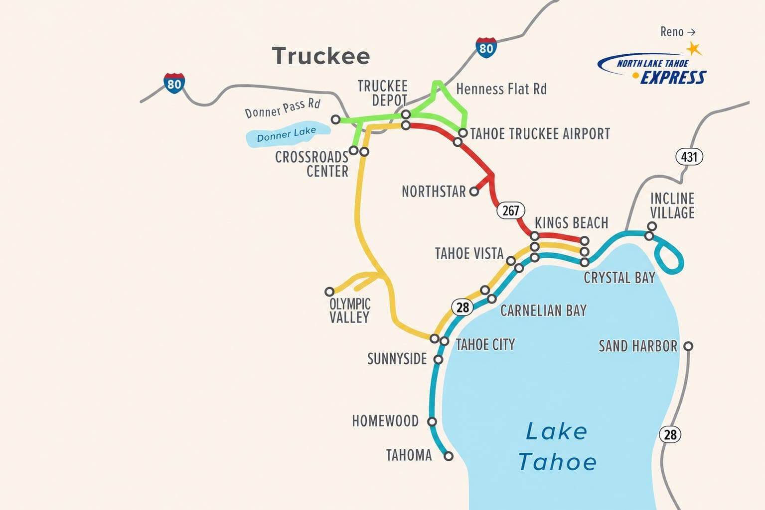 TART transit map in north lake tahoe