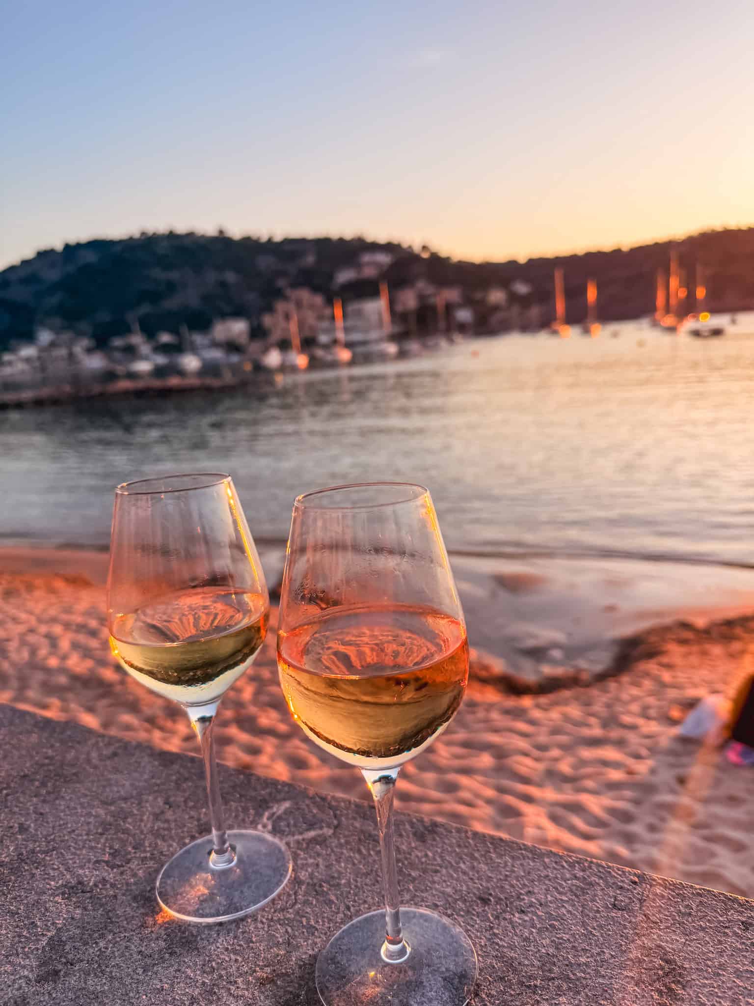 Sunset drinks on the beach in Port de Sóller during a one week in Mallorca itinerary