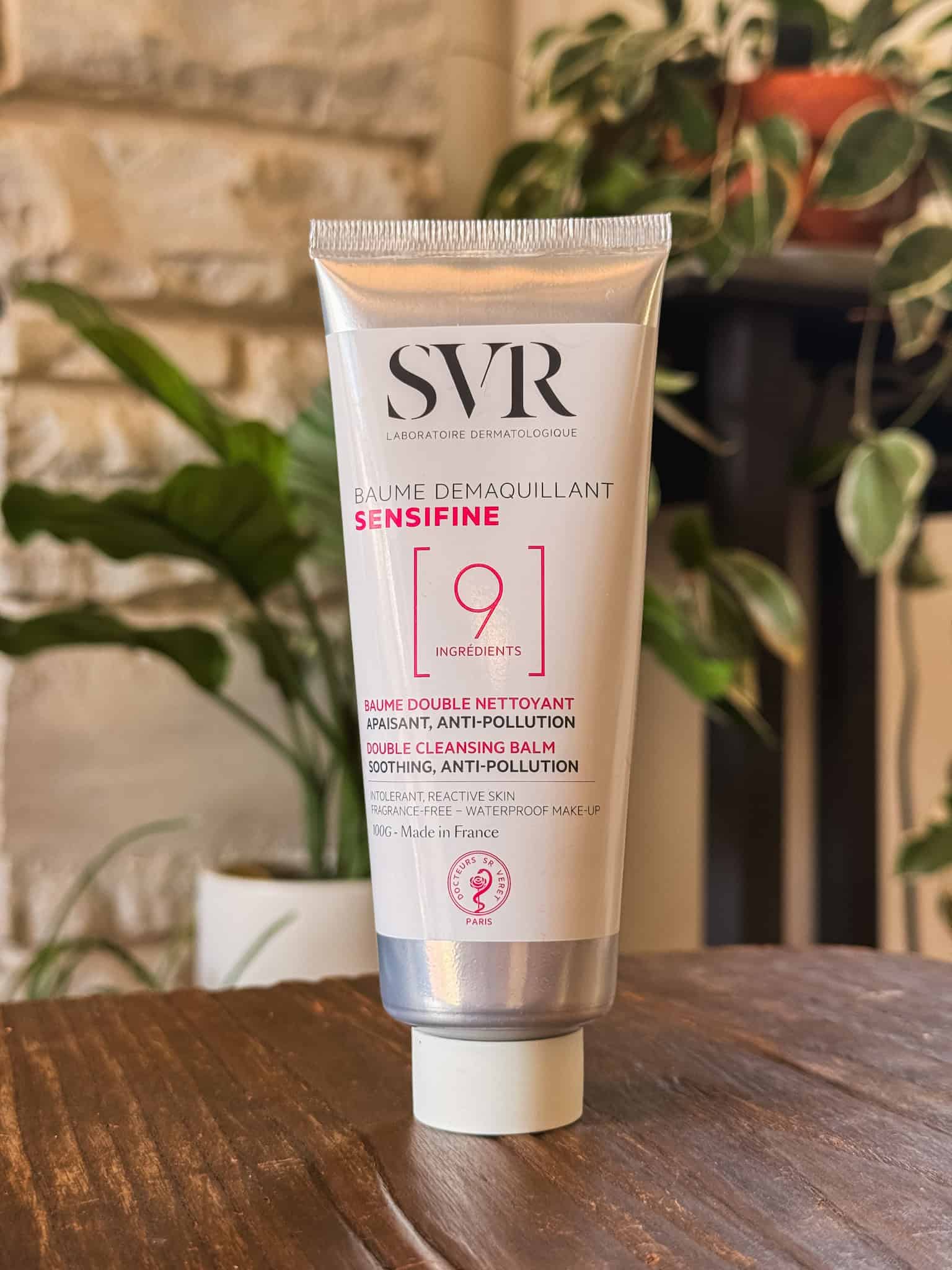 SVR Sensifine double cleansing balm tube, a gentle makeup remover found in French pharmacies